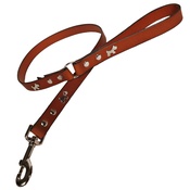 Creature Clothes - Tan Silver Dogs Classic Leather Dog Lead