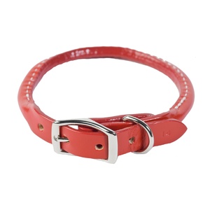 Rolled Leather Dog Collar – Red