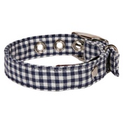 Creature Clothes - Gingham Fabric Dog Collar Blue