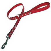 Creature Clothes - Red Silver Dogs Classic Leather Dog Lead