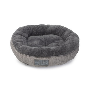 Grey Hessian Donut Cat Bed