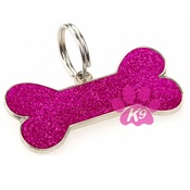 K9 - Glitter Bone ID Tag - Cherry Pink