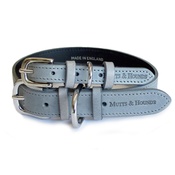 Mutts & Hounds - Grey Leather Dog Collar - Pastel Grey