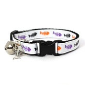 Mog's Togs - White Fishbones Safety Cat Collar