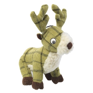 Green Tweed Plush Stag Dog Toy