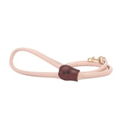 Teddy Maximus - Rolled Leather Dog Lead - Rose Pink Champagne