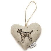 Mutts & Hounds - Dogs Linen Lavender Heart Natural- Border Terrier