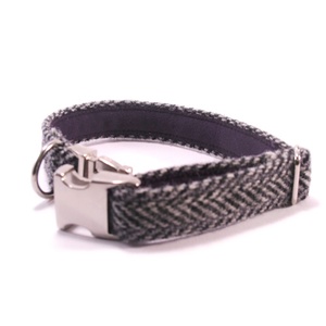 Grey Herringbone Harris Tweed Collar
