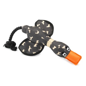 Silhouette Print Squeaky Duck Dog Toy with Rope Tail