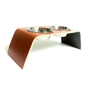 Lola and Daisy - Angled Cherrywood Matt Raised Pet Feeder