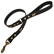 Creature Clothes - Black Brass Dogs Classic Leather Dog Lead