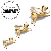 Pugs Might Fly - Set of 3 Flying Pugs - Fawn