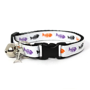 White Fishbones Safety Cat Collar
