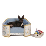 Katalin zu Windischgraetz - White, Sunglow & Blue French Provincial Dog Sofa