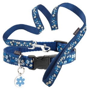 Blue Flower Collar & Lead Set