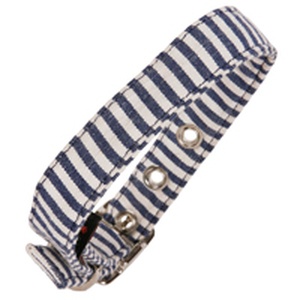 Stripe Fabric Dog Collar Blue