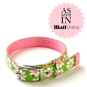 Green daisy on Pink Polka Collar
