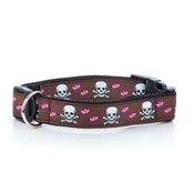 Pet Pooch Boutique - Skulls Dog Collar - Chocolate Brown 1" Width