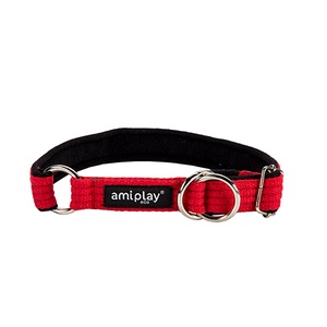 Ami Play Cotton Half Check Collar - Red