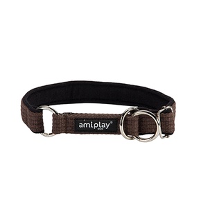 Ami Play Cotton Half Check Collar - Brown