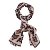 Lisa Bliss - Long Fox Print Silk Scarf in Pink