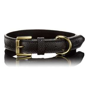 Pebbled Black Leather Dog Collar