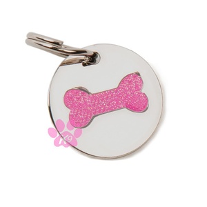 K9 Small Glitter Pink Bone Cat ID Tag