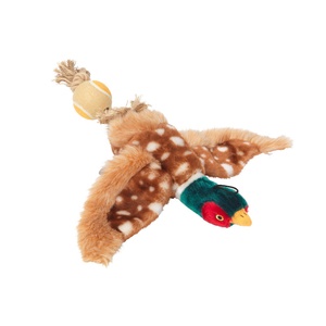 Pheasant Dog Toy with Rope Tail & Tennis Ball