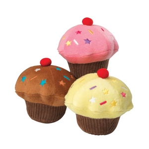 Vanilla Scented Cupcake Squeaky Dog Toy - Chocolate