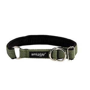 Ami Play Cotton Half Check Collar - Green