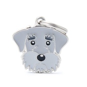 My Family - Schnauzer Engraved ID Tag – Grey