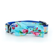 Pet Pooch Boutique - Blue Vintage Primrose Dog Bow Collar 1" Width