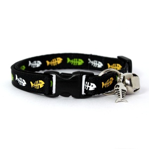 Black Fishbones Safety Cat Collar
