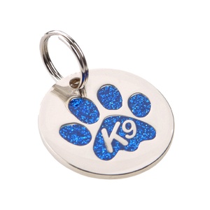 K9 Glitter Blue Paw Dog ID Tag
