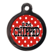 PS Pet Tags - I'm Chipped Polka Dot Pet ID Tag - Red