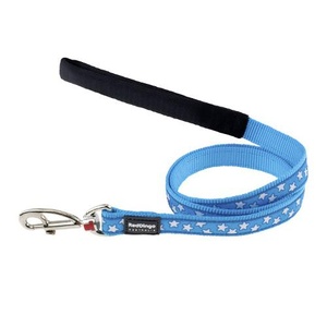 Red Dingo Patterned Dog Lead - Turquoise/White Stars