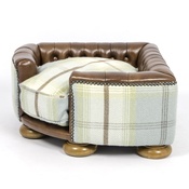 Lords & Labradors - The Burton Corner Tan Leather & Duck Egg Tweed