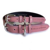 Mutts & Hounds - Heather Leather Dog Collar - Pastel Pink