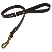 Creature Clothes - Plain Leather Dog Lead - Black with Brass