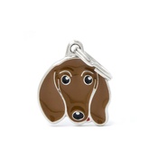 My Family - Dachshund Engraved ID Tag – Brown