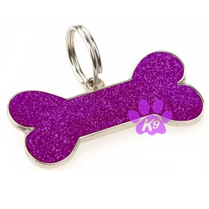Glitter Bone ID Tag - Purple