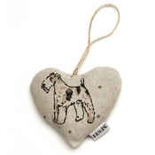 Mutts & Hounds - Dogs Linen Lavender Heart Natural - Fox Terrier