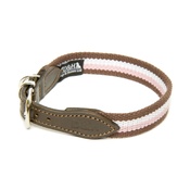 Dogs & Horses - Brown, White & Pink Wide Striped Webbing Collar