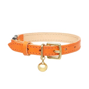 Leather Orange Cat Collar