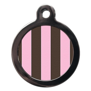 Pink & Brown Stripes Pet ID Tag
