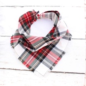 Pet Pooch Boutique - Frayed Alfies Red & White Plaid Dog Bandana