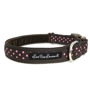 Classic Pink on Brown Polka Dots Dog Collar