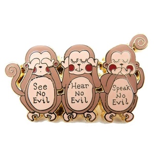 Enamel Wise Monkeys Brooch