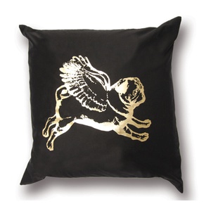 Single Flying Pug Cushion Cover