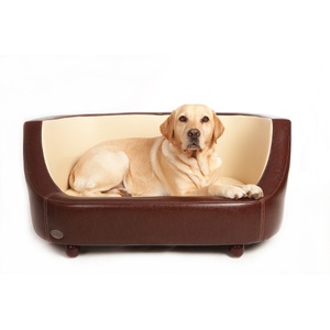 Oxford I Leather Pet Bed - Chestnut Beige